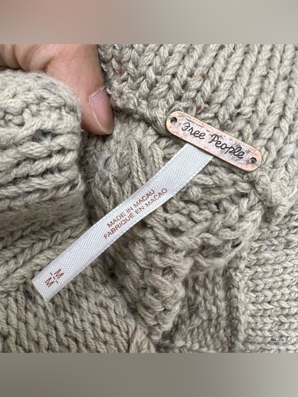 Free People Living the Dream Tunic Oversized Sweater in Oatmeal Combo Size M - Picture 12 of 14